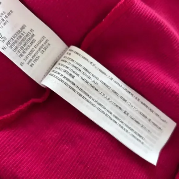 Hollister Ribbed Baby Tee Floral Y2K Fitted T Shirt Red Women L - Picture 5 of 5